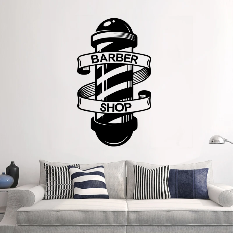 Barbershop Sticker Bread Decal Customized Vinyl Wall Art Decor Windows Decoration Haircut Shavers Glass Barber Shop Decals | Дом и сад