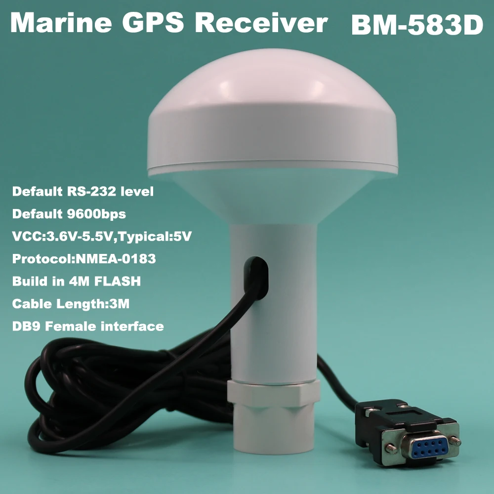 

BEITIAN RS232,Marine GPS Boat ship GNSS Receiver ,9600bps,NMEA 0183 DB9 Connector with Screw tube,BM-583D