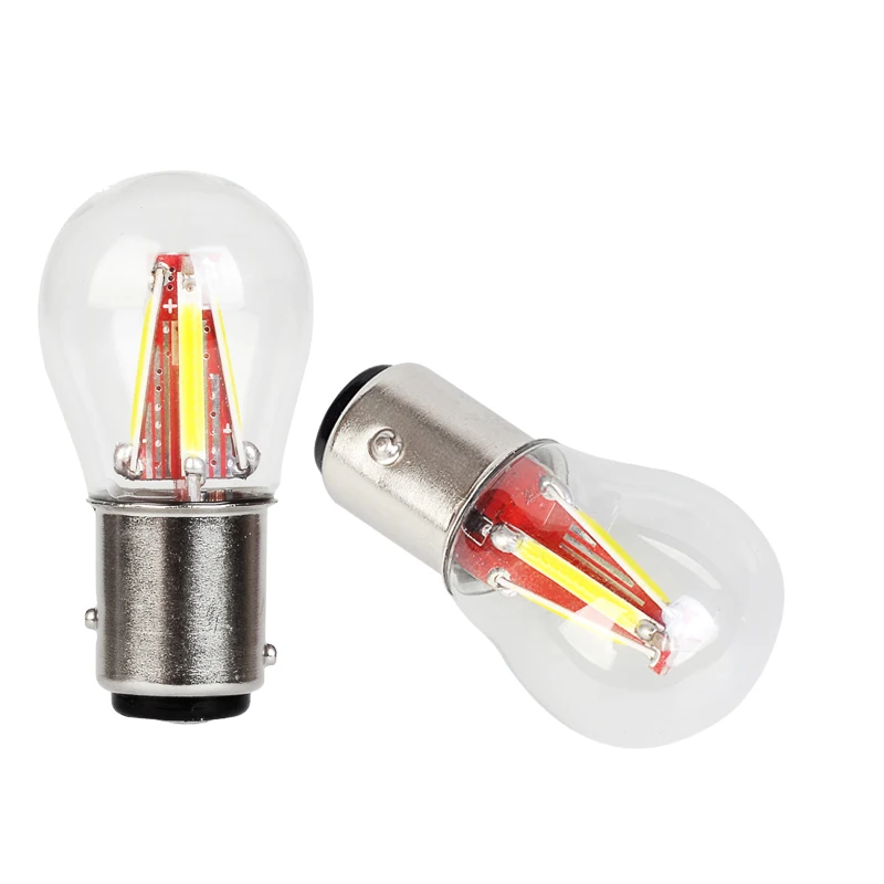 

2 PCS new 4 filament chips LED P21W ba15s car light 1156 S25 auto vehicle reverse turning bulb lamp DRL white/red/Yellow