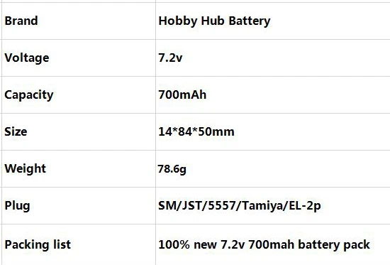 7.2v 700mah