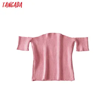 

Tangada korea chic women slim sweater off shoulder ladies sexy crop jumper tops 5W20