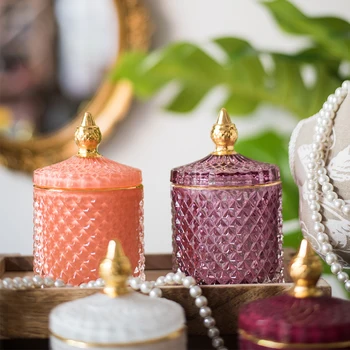 

Crystal Jewelry Storage Tank Glass Sugar Jar Necklace Ring Container Organizer Practical Snack Fresh Cans Kitchen Decorations