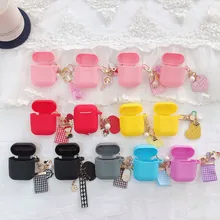 Чехол для AirPods Pro, роскошный чехол с кольцом для ключей, чехол для ключей с сердечком, мультяшный брелок для Air pods 2, силиконовый беспроводной чехол для наушников