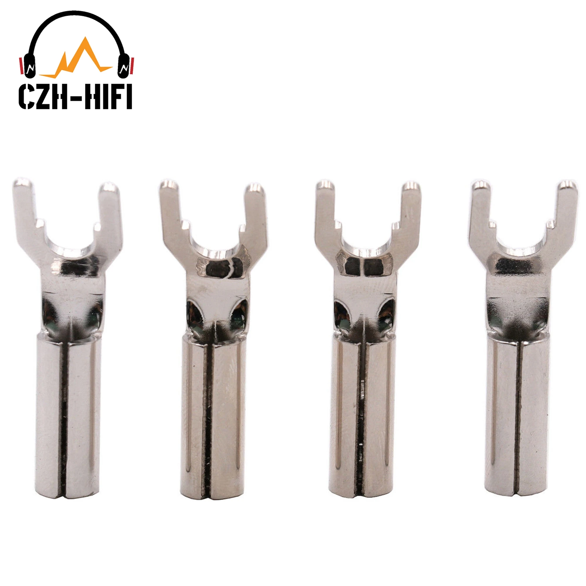 4pcs Spade Banana Plug Connector Eizz High End Rhodium Plated Copper