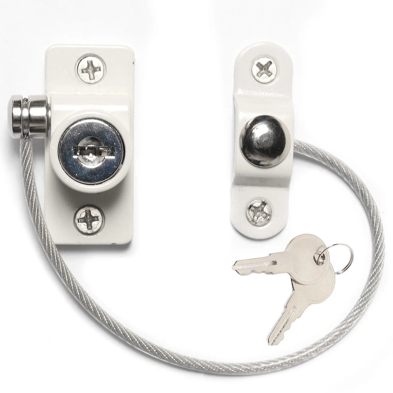 

235mm Window Lock Restrictor Children Safety Locks Anti-Theft Security Chain White Sliding Door Restrictor Cable with Key