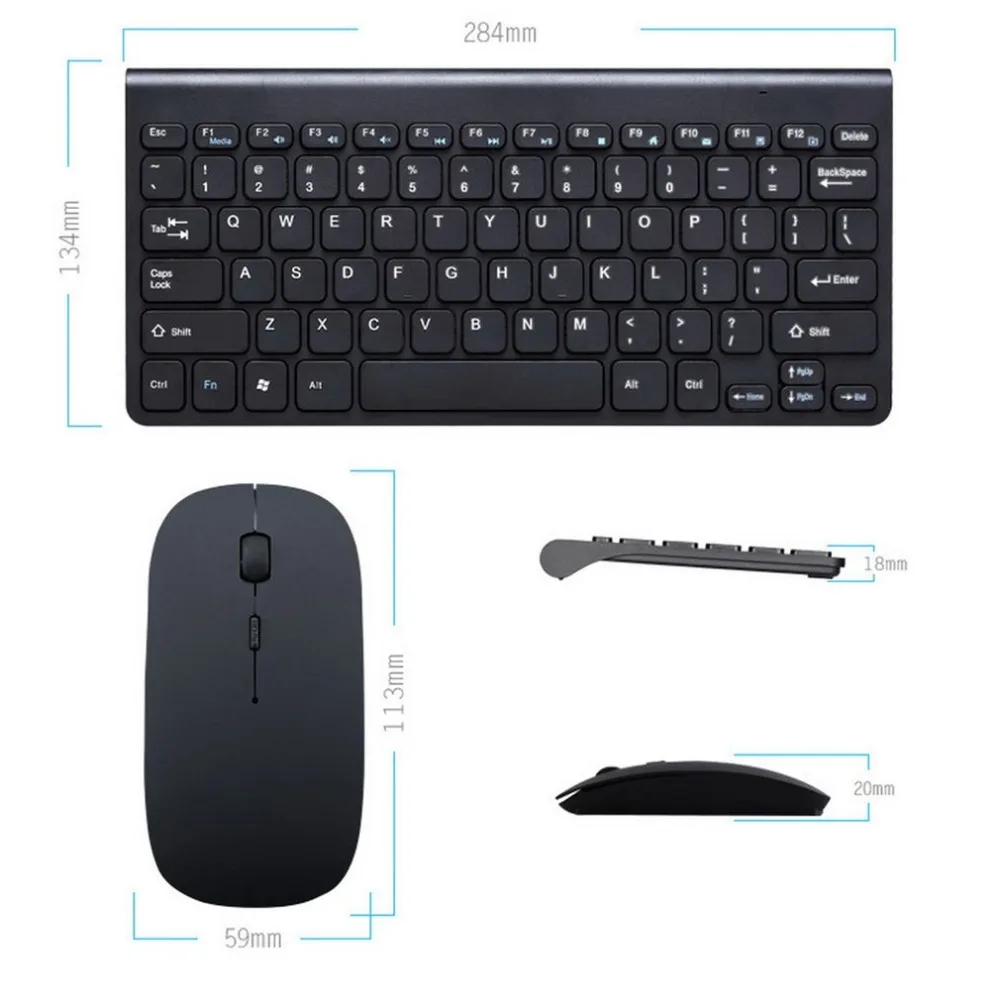 2 4G Slim Optical Wireless Keyboard and Ultra Thin Mouse Mice USB Receiver Combo Kit for 5