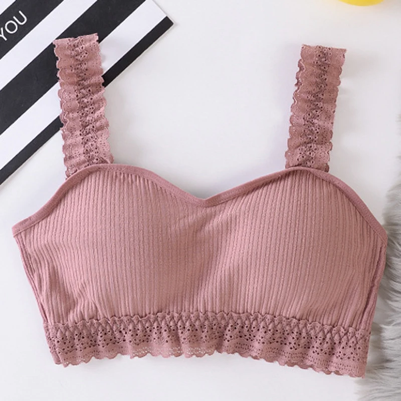 pink Женский кружевной бюстгальтер, женский сексуальный кружевной бюстгальтер на бретельках, летний женский хлопковый тонкий топ, топ, encaje lencero mujer - Цвет: pink
