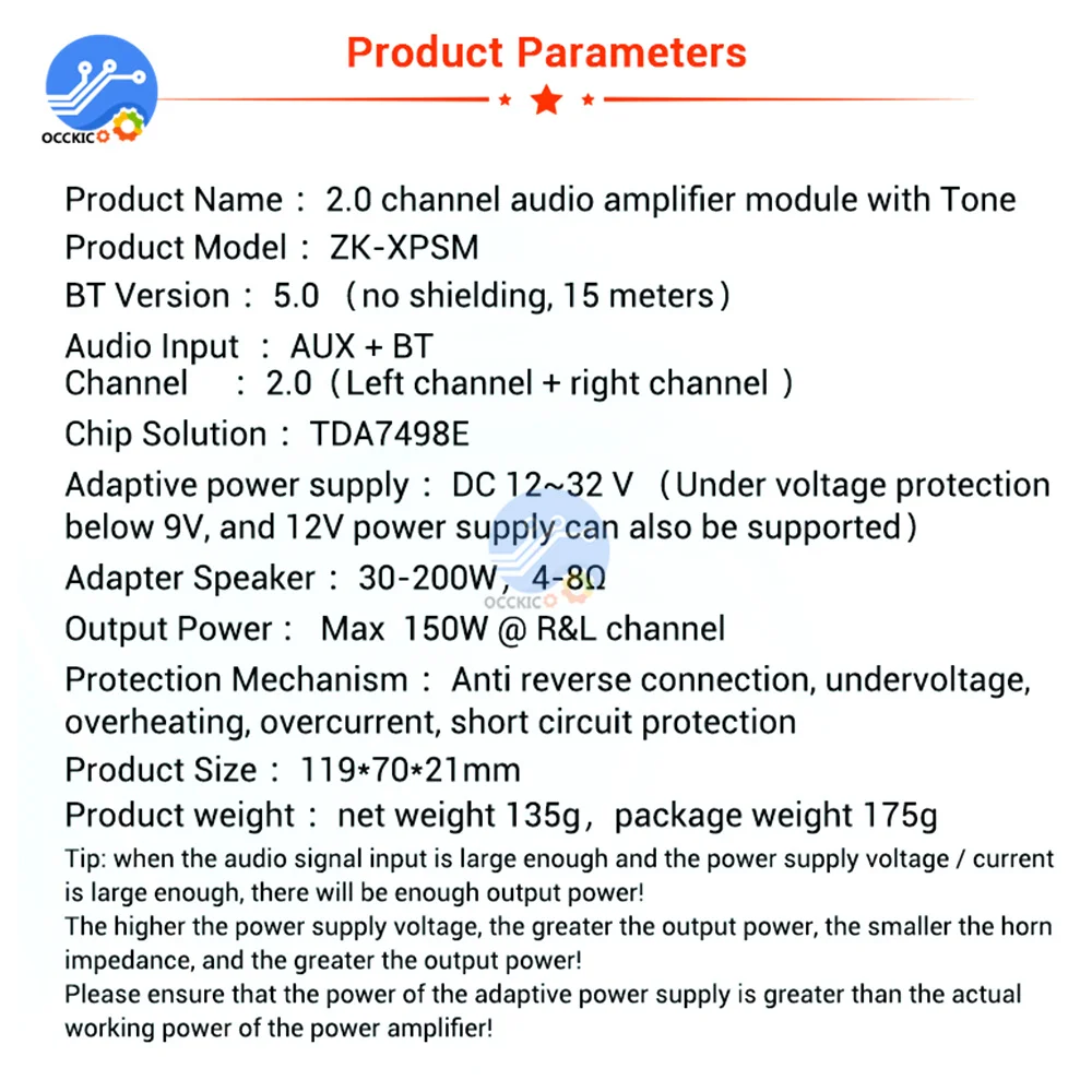 de placa amplificador de potência áudio bluetooth duplo canal tda7498e