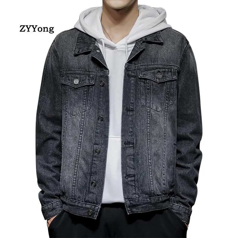 

Мужская Осенняя однобортная куртка-бомбер, черная, серая, синяя джинсовая куртка, мотоциклетная молодежная одежда, пальто