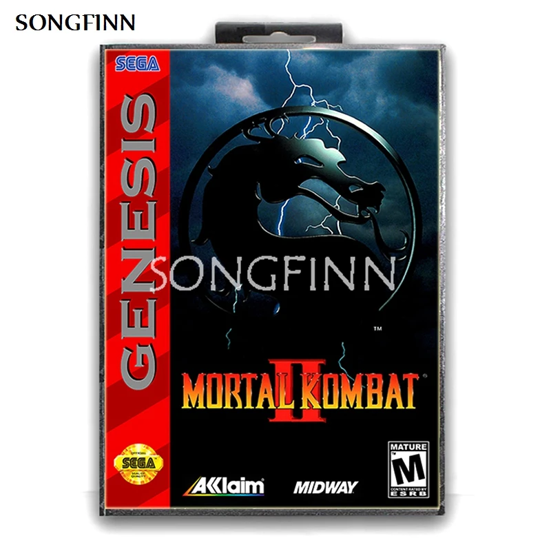 Карта памяти MD 16 бит с коробкой для Sega Mega Drive Genesis Megadrive - Mortal Kombat II | Электроника