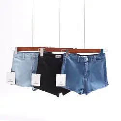 Летние сексуальные джинсовые шорты черные синие женские бумажные сумки хлопок высокая Талия Короткие джинсы Женские карго попа Горячая