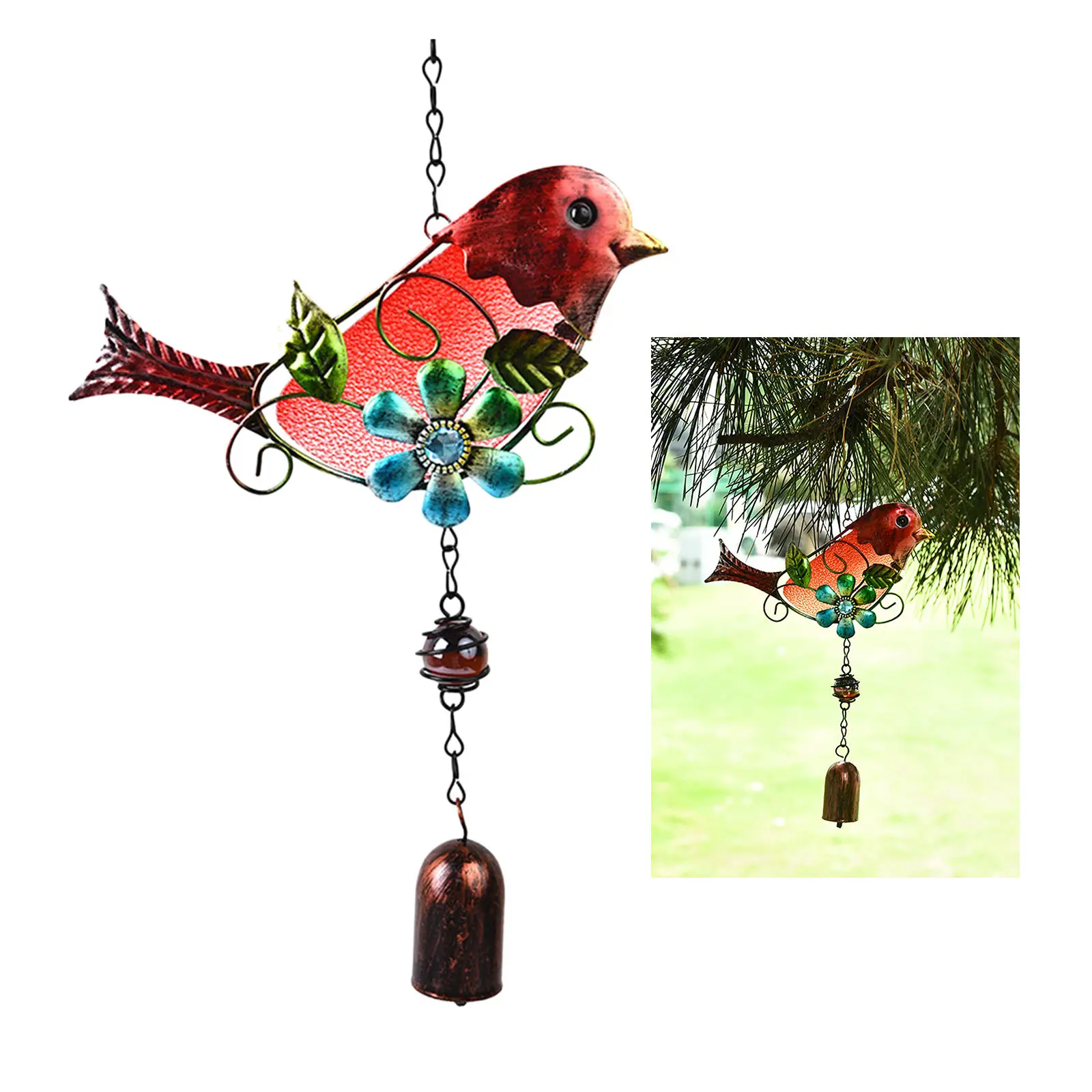 Colorful Bird Shape Pendant Bell Wind Chimes Indoor Outdoor Balcony