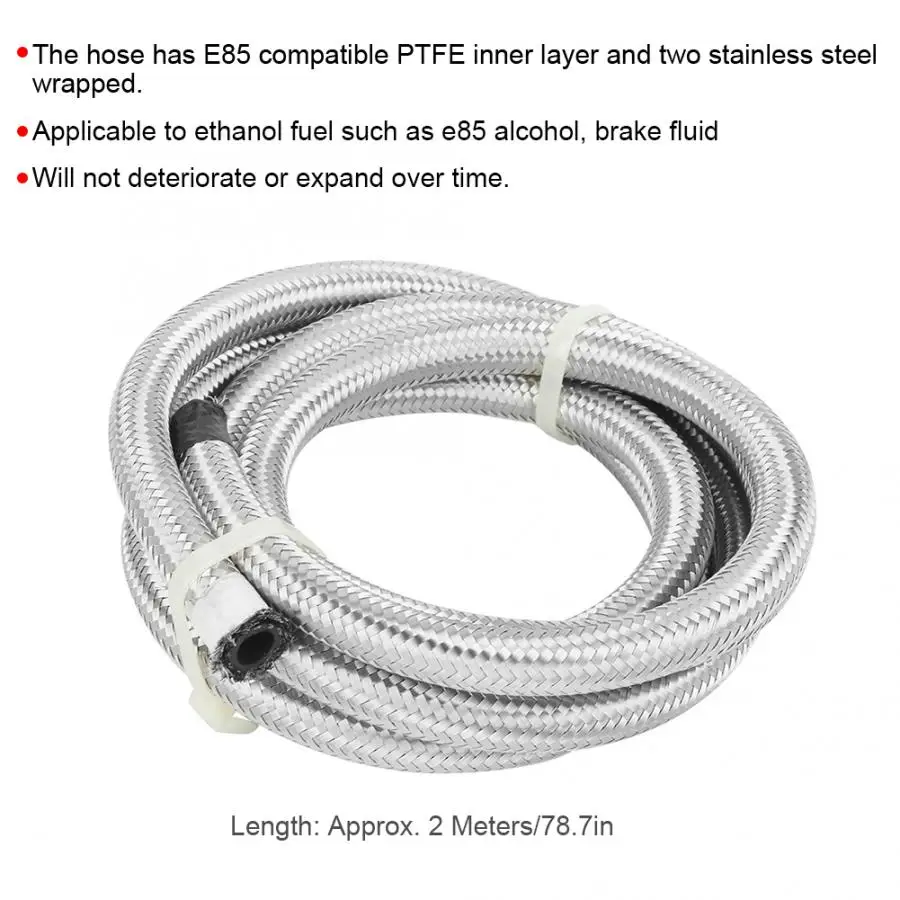 

durite essence AN6 2 Meter Stainless Steel Speedflow PTFE Braided Oil Water Fuel Hose