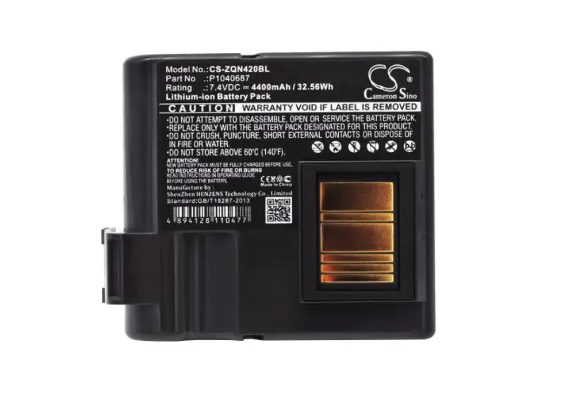 

cameron sino 4400mah battery for ZEBRA QLN420 ZQ630 BTRY-MPP-68MA1-01 P1040687 P1050667-016 Printer Battery