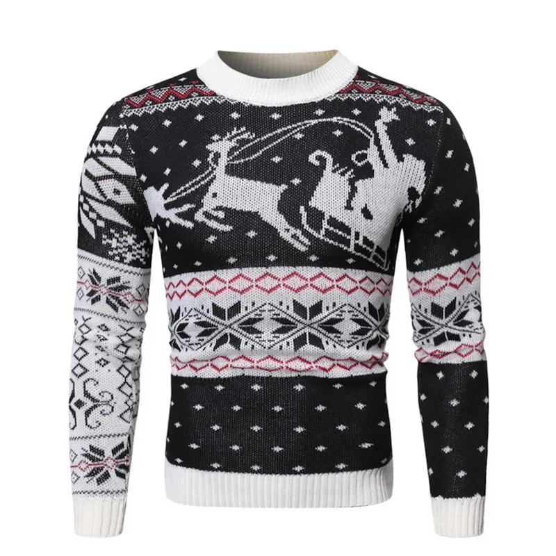 WENYUJH 2019 Men Christmas Sweater Winter Pullover Knitted Sweater Male Deer Print Casual Slim O-neck Sweater Pull Homme Clothes WENYUJH 2019 Men Christmas Sweater Winter Pullover Knitted Sweater Male Deer Print Casual Slim O-neck Sweater Pull Homme Clothes