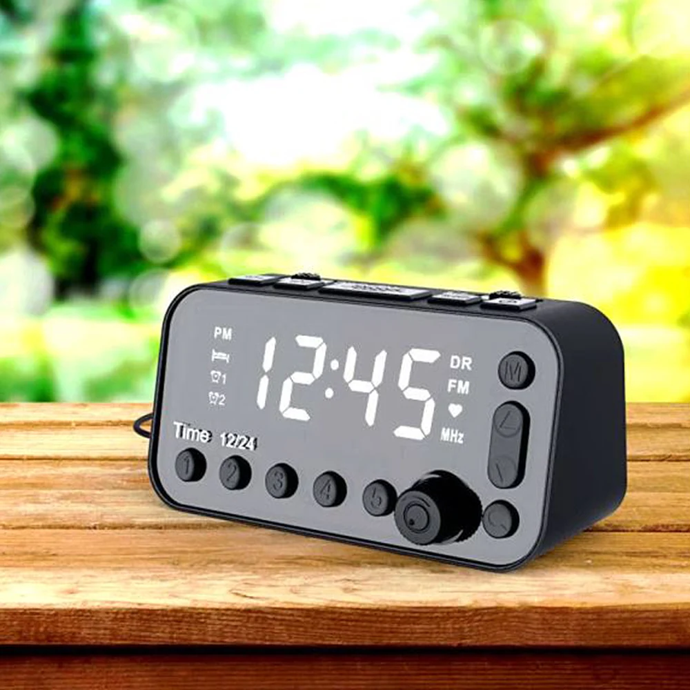 Dab & Fm Radio Digital Alarm Clock Lcd Backlight Dual Usb Port Sleep