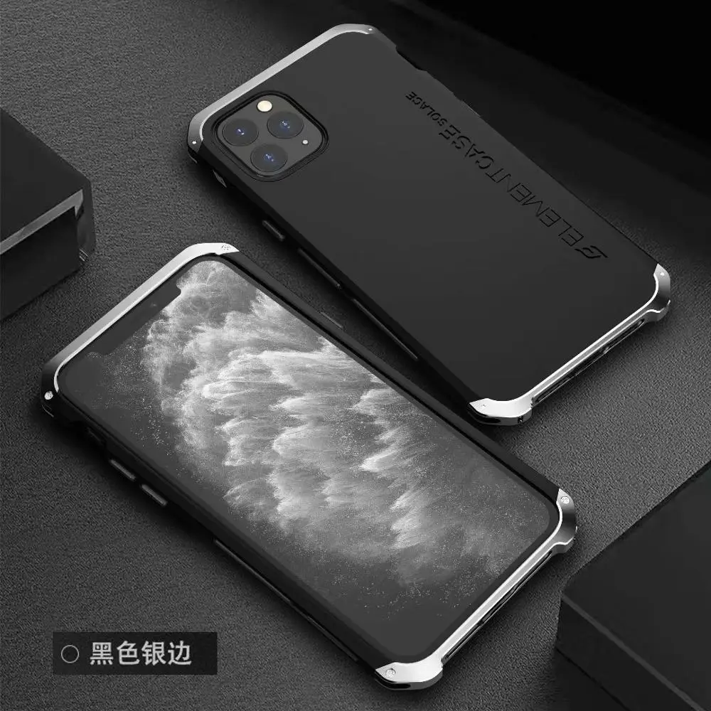 R-JUST защитный чехол для Iphone 11 Pro Max металлический алюминиевый+ Гибридный PC сверхмощный противоударный чехол для Iphone11 Pro Max - Цвет: black silver
