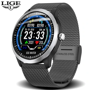 

LIGE New Smart Watch Blood Pressure PPG ECG Heart Rate Monitor Multi-Language IP68 Waterproof Swimming Smartwatch For Men Women