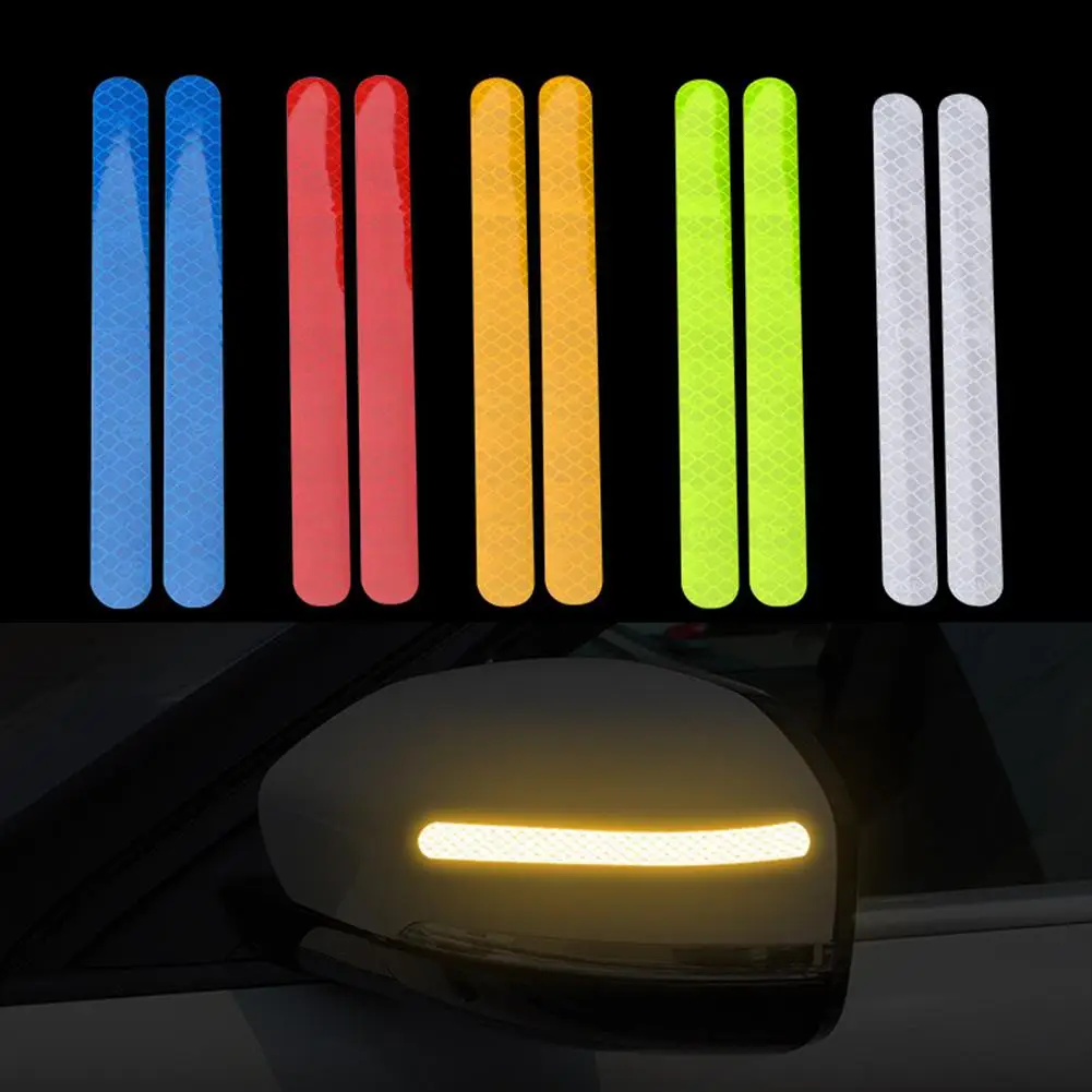 Reflector de luz de advertencia para coche, pegatina protectora impermeable, reflectante, autoadhesiva, cinta luminosa de advertencia, 2 uds.