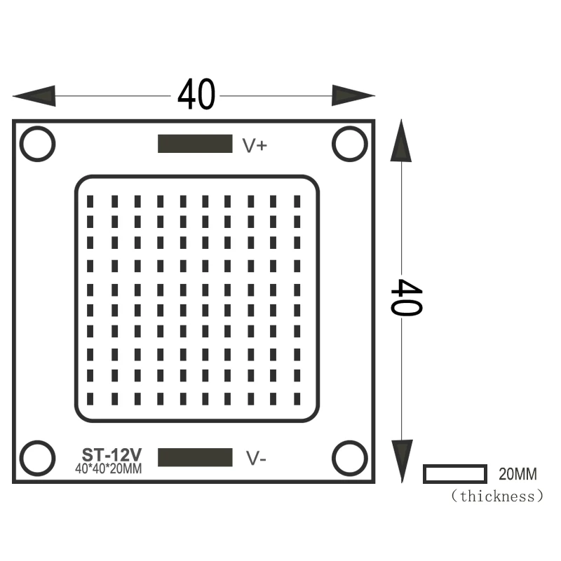 5 шт./лот 12V COB Светодиодная лампа 50 Вт 40 120lm/W 40*40*2 0 мм зеленого и синего цвета