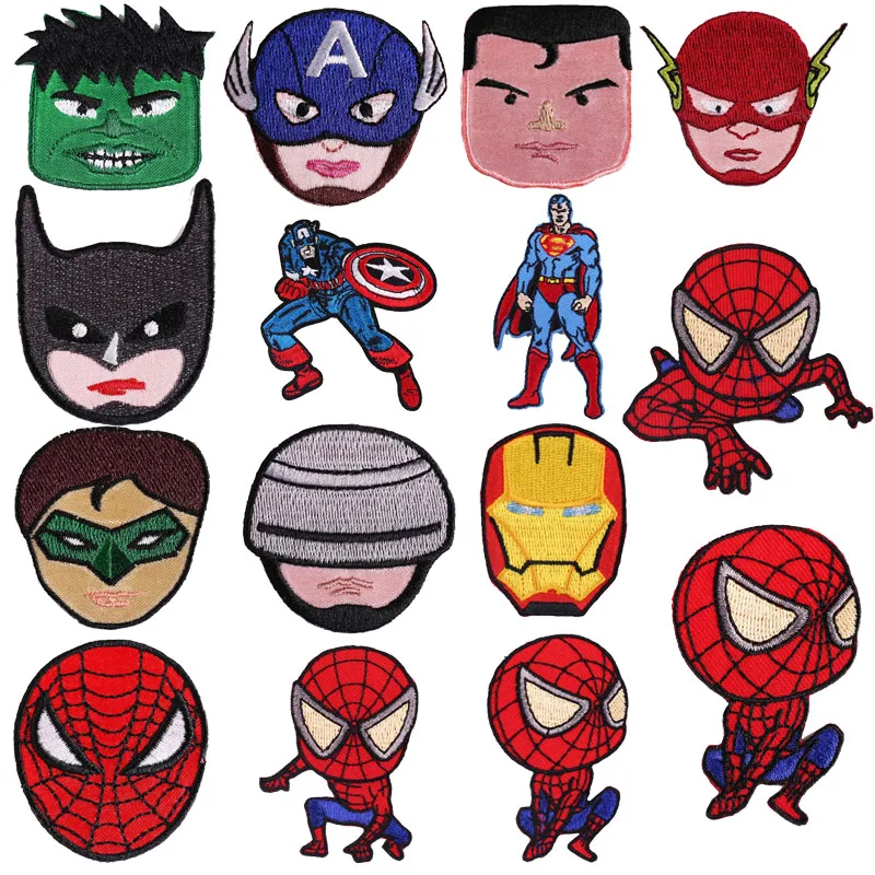 

Spiderman Batman Superman Patches Iron on Transfer for Clothing Marvel Thermal Stickers Heat Transfer Patches Stickers