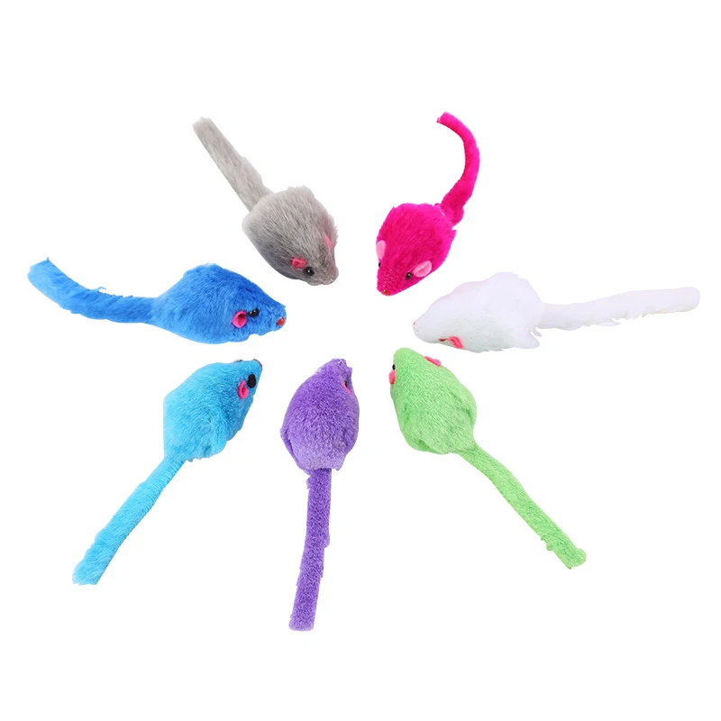 1PC Colorful Mouse Cat Toy Bite Resistant Molar Plush Mice Toy Funny Kitten Playing Fleece False Mouse Pet Training Supplies herding ball for dogs Toys