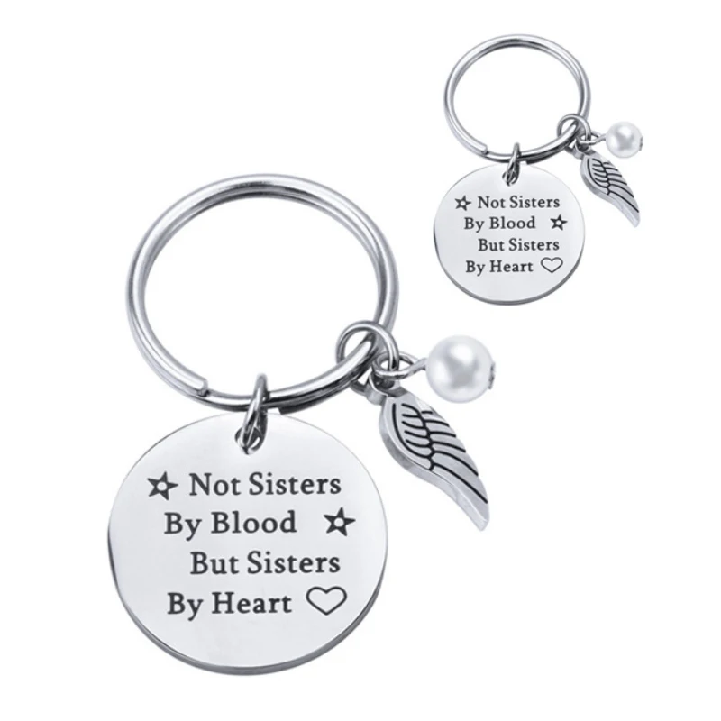 Best Friendship Keychain Wings Titanium Steel Key Chain Friend Fashion Jewelry Gift Idea for Women Teens Girls FPJYS55