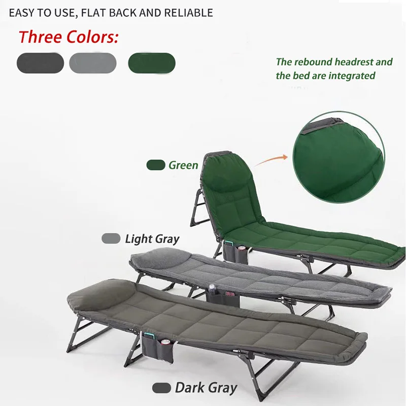 Folding Bed for Tent Travel Office Hiking Camp Nap Lunch Siesta Bed Cot Outdoor Portable Adjustable Chair Recliner