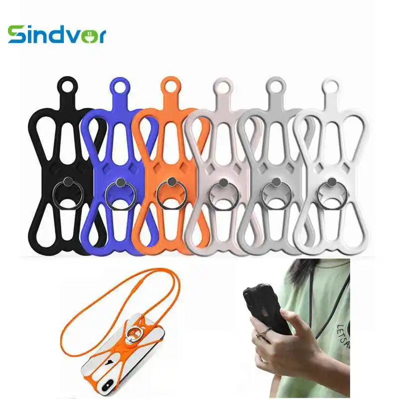 Sindvor Lanyard For Cell Phone Finger Ring Holder Phone Strap Silicone Mobile Phone Ring Anti-lost Lanyard Grip Neck Chain