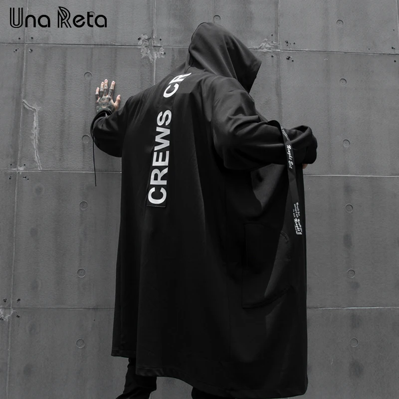 Тренч Una Reta Мужская мода Diablo стиль Harajuku ветровка мужская повседневная верхняя одежда хип хоп Уличная с капюшоном плащ пальто