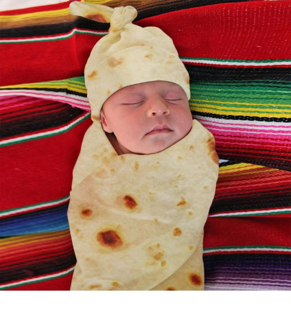 Мексиканские детские одеяла Burritos, круглые теплые одеяла для новорожденных, забавные детские полотенца для еды, детские подгузники из муслина
