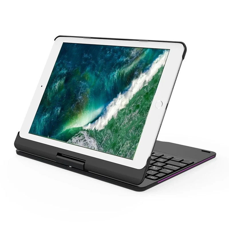 F180 Wireless Bt Keyboard 360 Degree Rotating Portable Foldable Stand Protective Cover Holder Colorful Backlight Keypad For Ipad