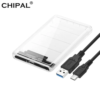 

CHIPAL 5 Gbps Transparent SSD HDD Case SATA 3.0 to USB 3.1 Type C USB-C Enclosure Box for 2.5'' Hard Drive Support 2TB UASP