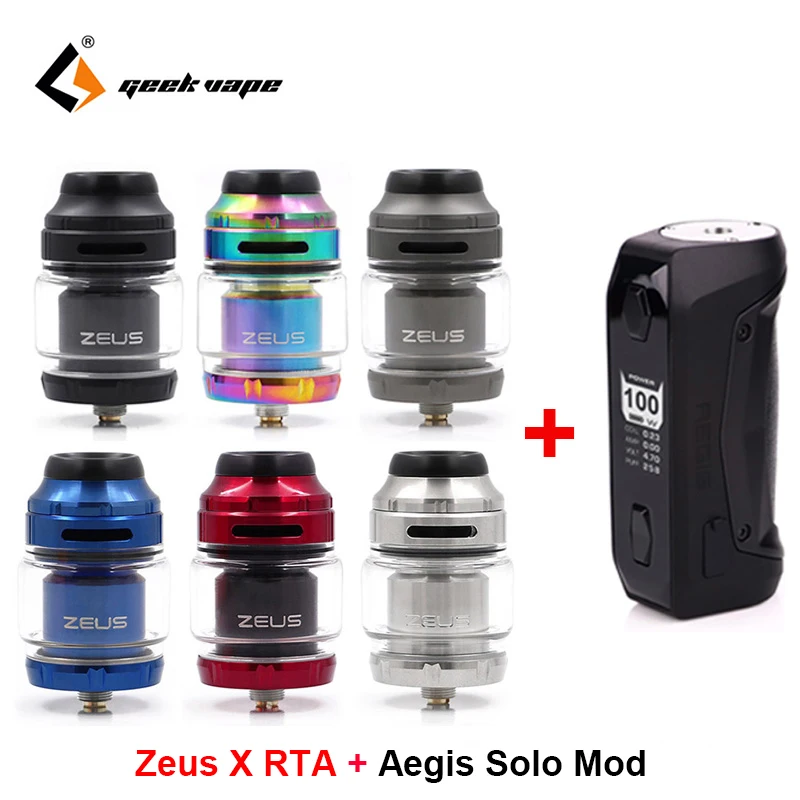 Günstig Geekvape Zeus X RTA 4,5 ml kapazität Vape tank mit Aegis Solo box Mod 100W Vape mod durch 18650 batterie wasserdichte E Zigarette