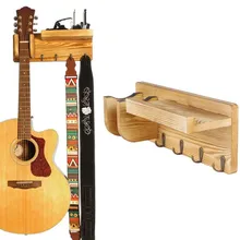 

Wall Mount Guitar Holder Hanger Wooden Stand Bracket Display Rack With 4 Hooks For All Kinds Of Guitars Parts Accessories