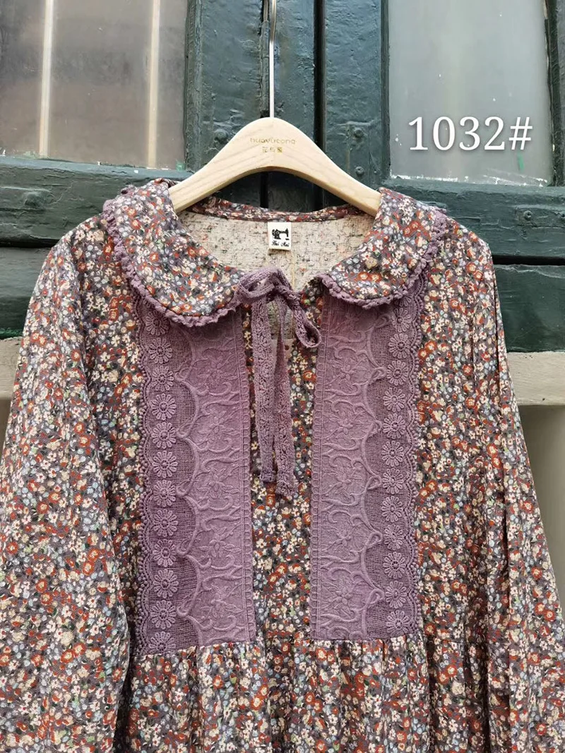 2020 Autumn New Long-Sleeved Dress Mori GIrl Turn-Down Collar Dress H1032