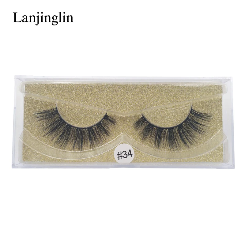 LANJINGLIN, 1 пара, натуральные длинные накладные ресницы, полная полоса, ресницы, норковые ресницы для наращивания, макияж, накладные ресницы, искусственные ресницы, W34G