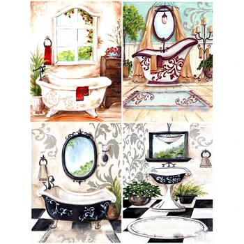

Oil Painting By Numbers Bathroom View Colorful By Numbers Wall Art Painting Arcylic Hand Painted DIY Gift Home Decoration