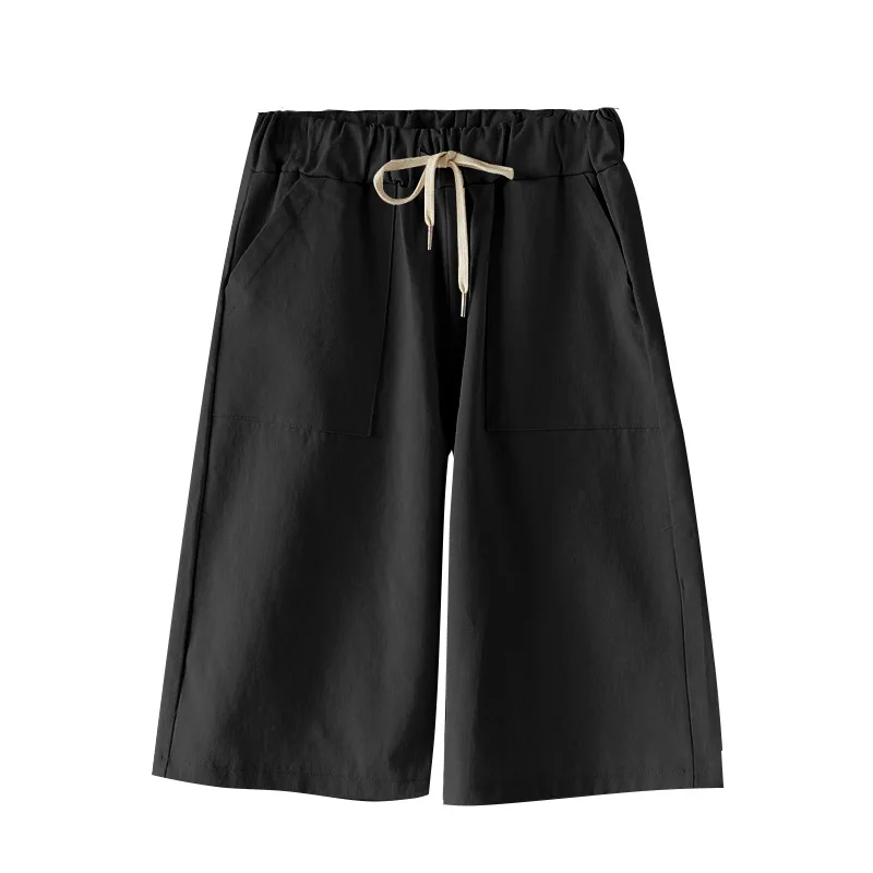 Plus Size 6XL 7XL 8XL Summer Cotton Solid Shorts Ladies Bottom Large Size Loose High Elastic Waist Sashes Casual Harem Trousers, view 4