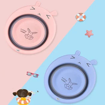 

Cartoon Children Folding Basins Baby Plastic Wash Basin Portable Foldable Bath Tub Camping Car Wash Bucket Bathroom Accessories