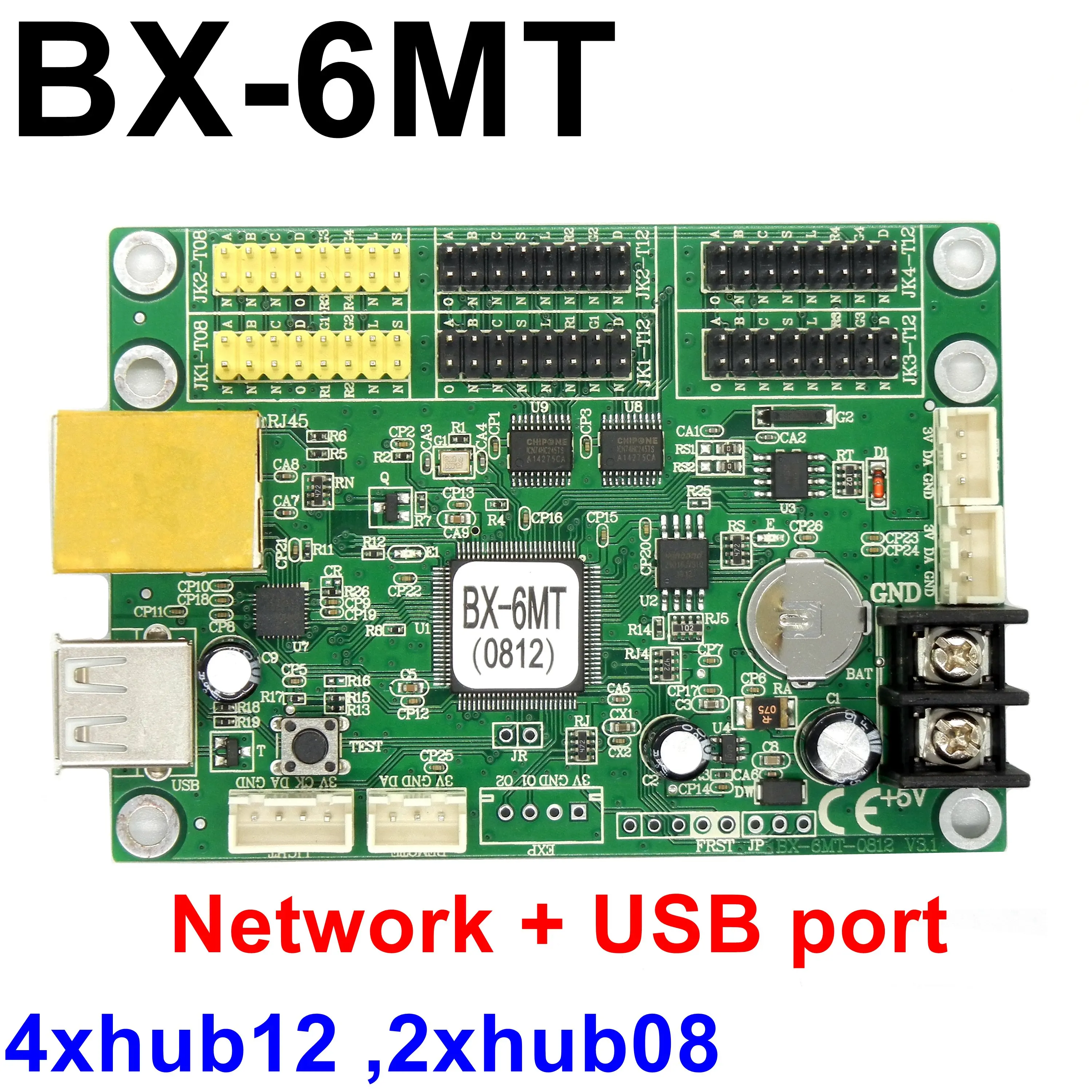 

BX-6MT network and USB 256*64 pixels led control card 4*hub12,2*hub08 for single ,dual color P10 ,f3.75,f5.0 led screen board