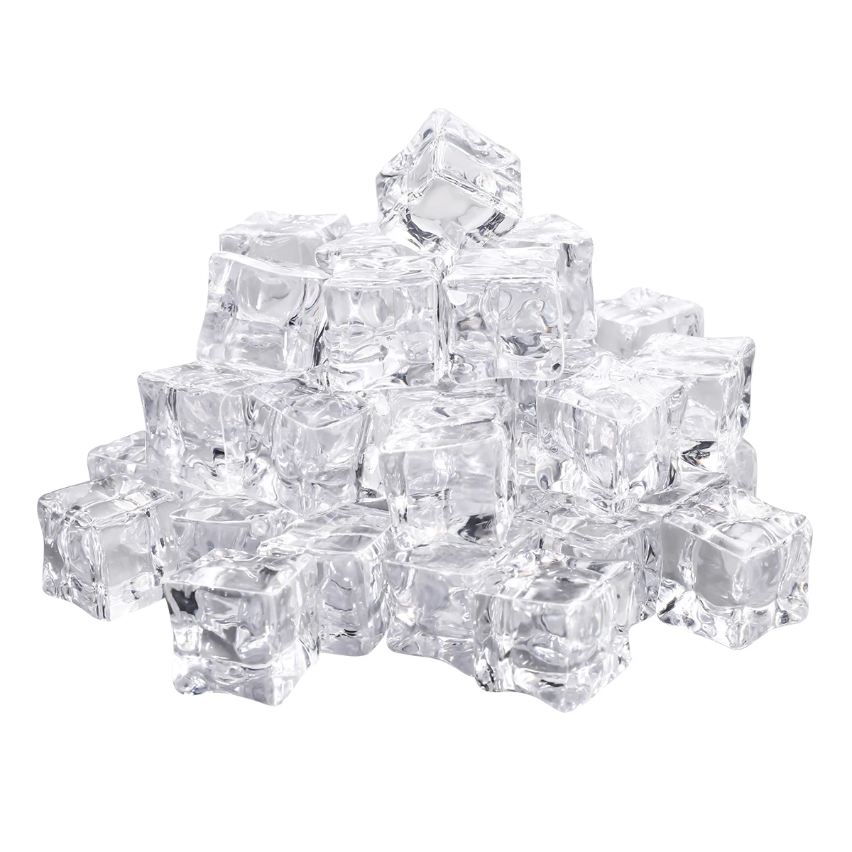 50Pcs Fake Ice Cube Acrylic Artificial Square Shape Vase Fillers Crystal Cubes Acrylic Play Kitchen Artificial Ice Cubes