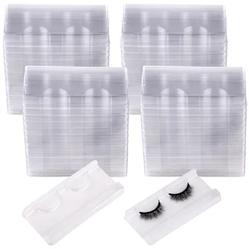 

wholesale 50/100/200Pcs Clear Lash Trays Plastic Mink Transparent 8-25mm Empty Lashes Holder Eyelash Packaging Box Case Bulk