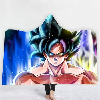 

Dragon Ball Action Anime Blankets for Adult Kid Strong Son Goku Plush Hooded Blanket Warm Outside Wrap Blanket Sherpa Blanket