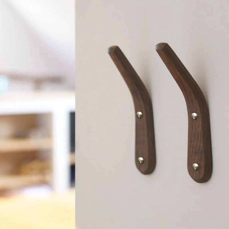 

Black Walnut Clothes Hanger Japanese-Style Wall Mounted Coat Hook Decorative Key Holder Hat Scarf Handbag Storage Hanger Bathroo