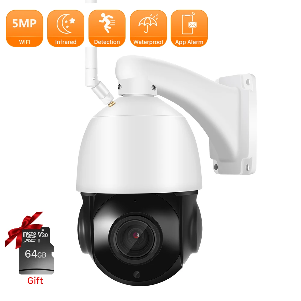 H.265 5MP 30x Zoom Wifi IP kamera 100m IR gece görüş AI insan algılama ...