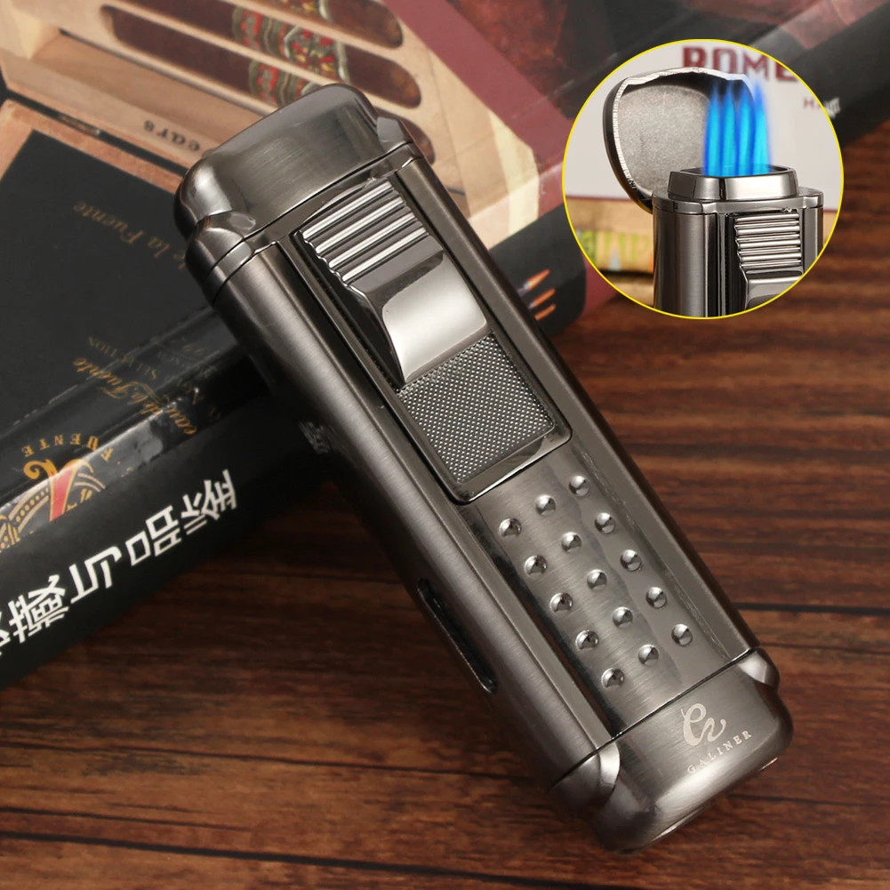 Galiner Windproof Cigar Lighter Metal Portable 4 Torch Lighter Turbo