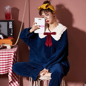 

Long Sleeve Night Gowns Korean Style Pajamas Autumn Nightwear Winter New Arrival Cute Bathrobe Home Service Suit Lapel Plus Size