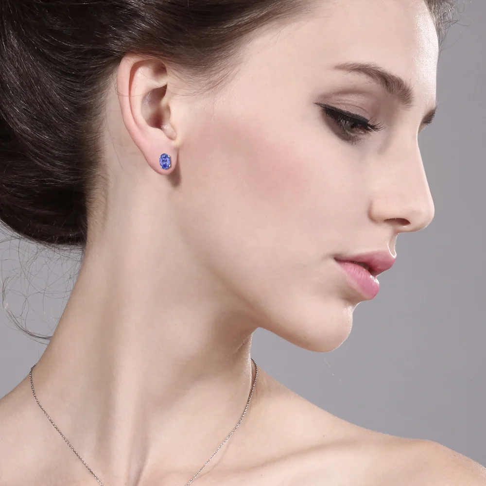 GemStoneKing 1 30 Ct 6.5X4.5mm овальные серьги гвоздики из натурального танзанита