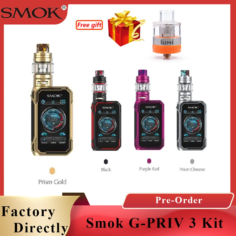 SMOK G PRIV 3 комплект 230 Вт коробка мод 5 мл TFV16 Lite Танк сетка 0.2ohm Двойная 0.15ohm катушка